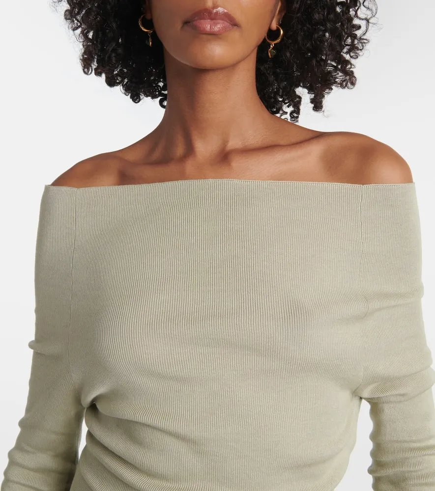 Aya Muse Kora off-shoulder silk-blend maxi dress