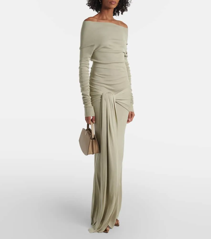 Aya Muse Kora off-shoulder silk-blend maxi dress