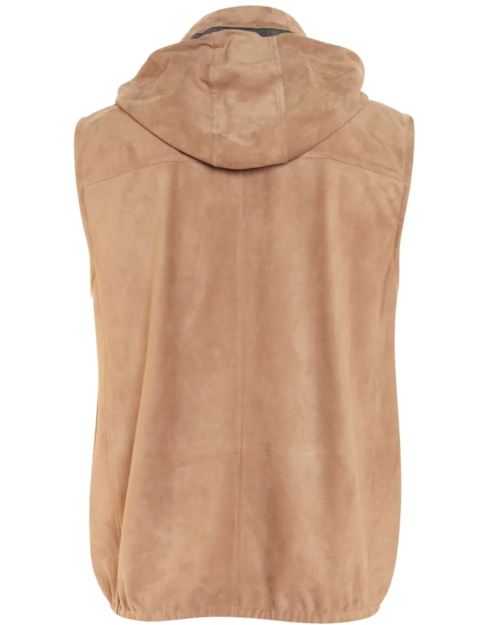 Beige Suede Hooded Vest