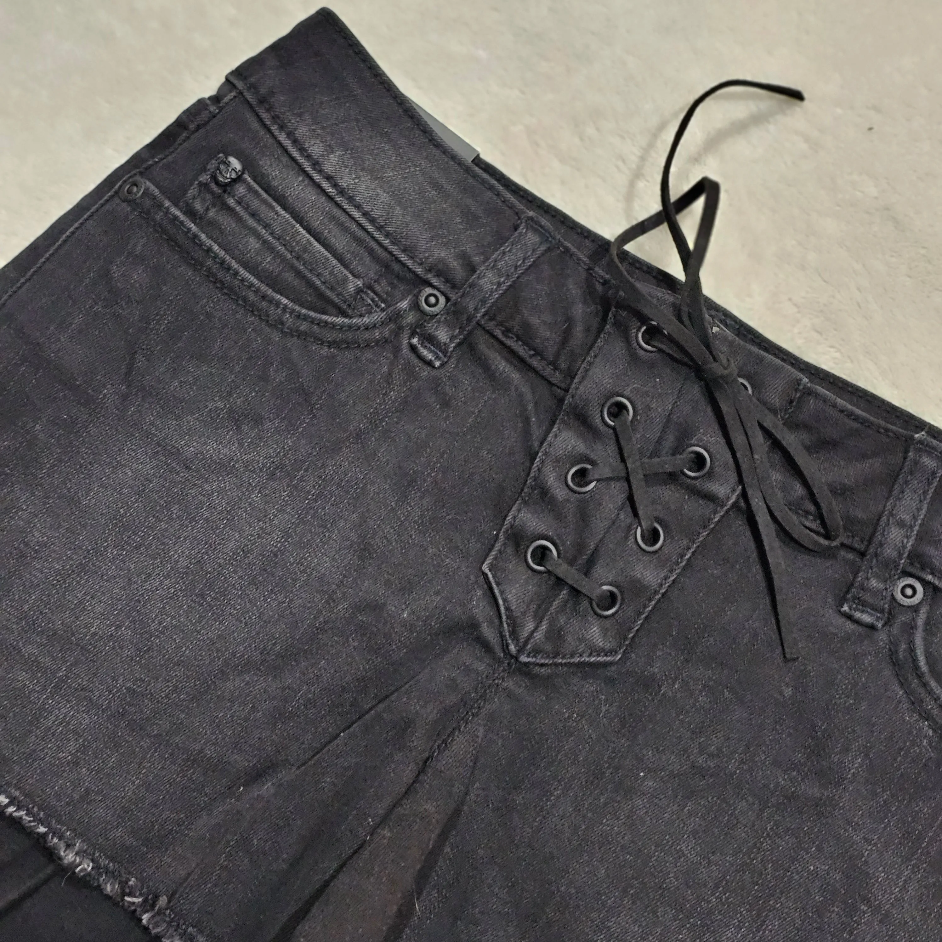 Blackheart Lace-Up Black Shorts