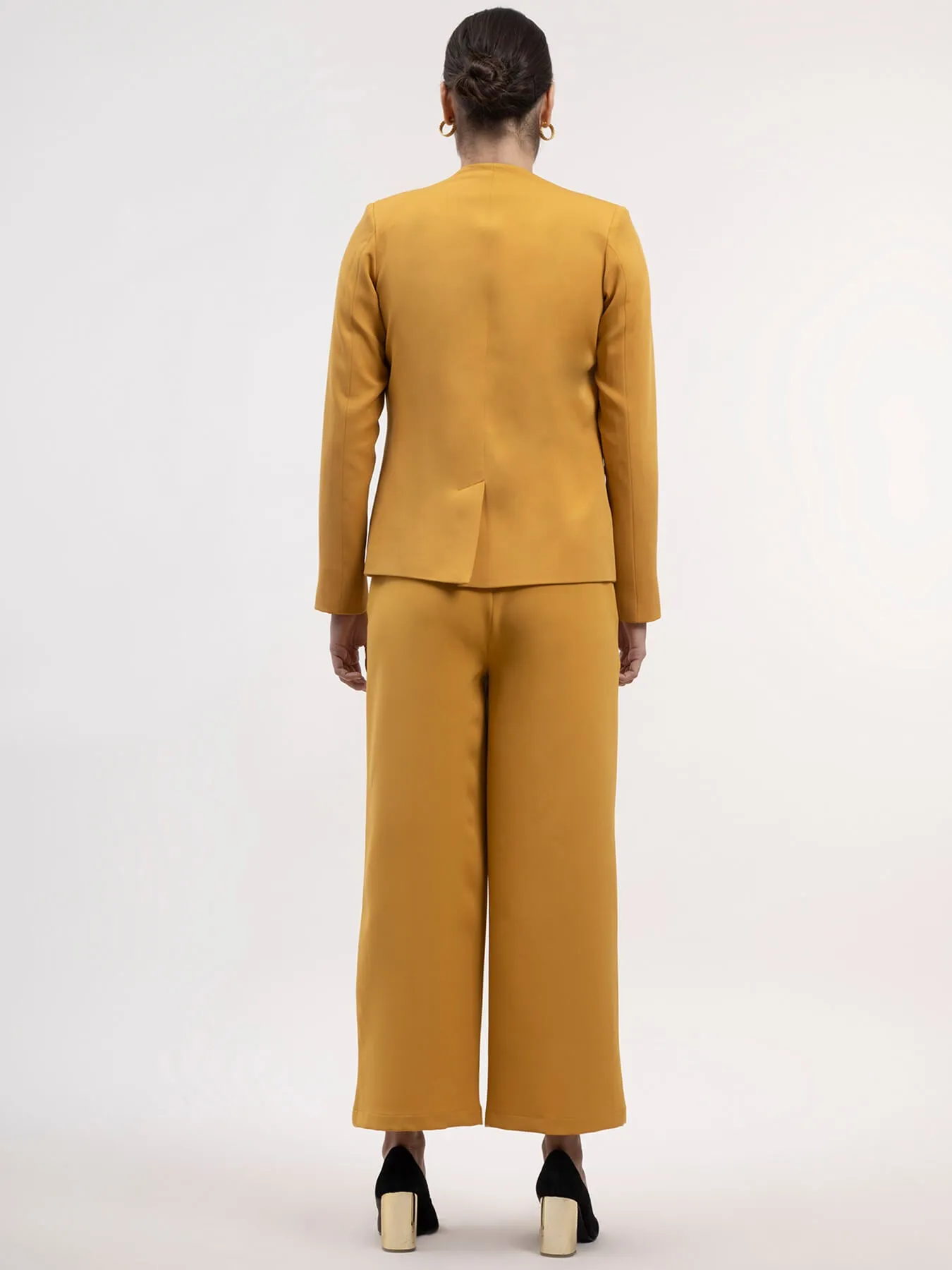 Blazer And Wide Legged Trousers Co-ord - Mustard