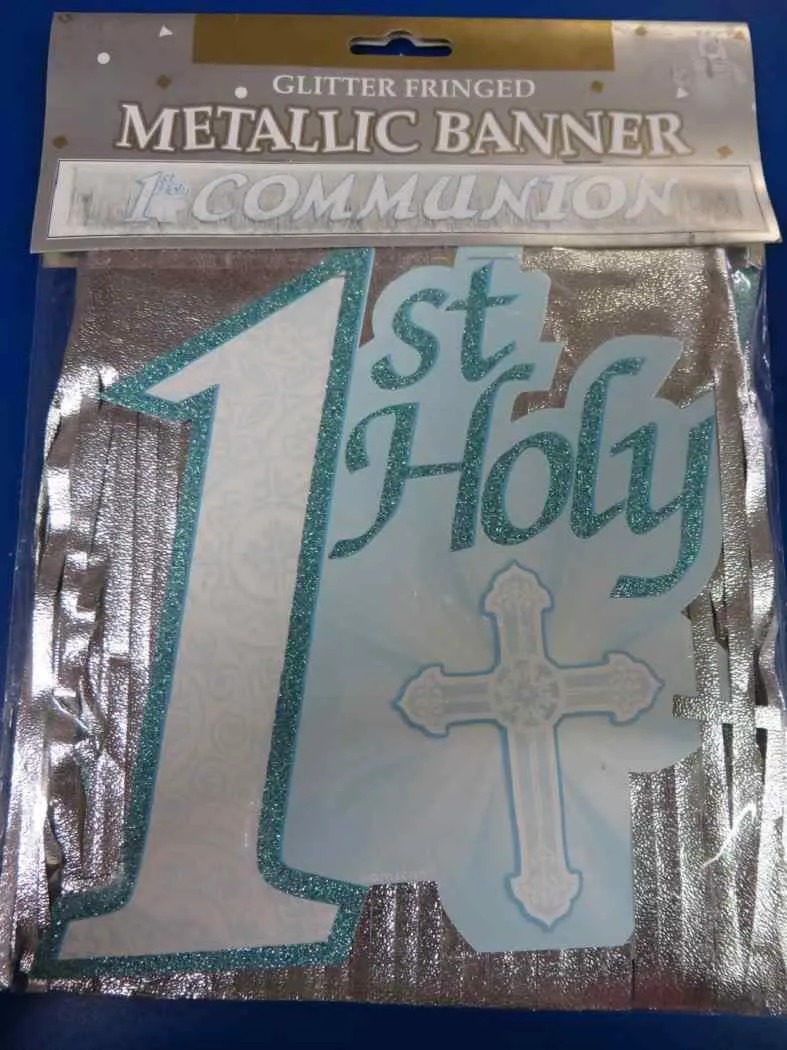 Blue Glitter Fringed Communion Banner