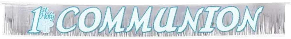 Blue Glitter Fringed Communion Banner
