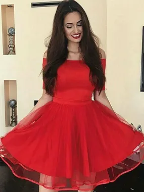 Bridelily A-Line Organza Off-the-Shoulder Ruffles Short/Mini Dresses