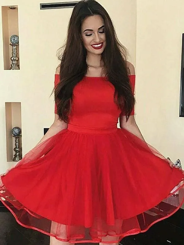 Bridelily A-Line Organza Off-the-Shoulder Ruffles Short/Mini Dresses