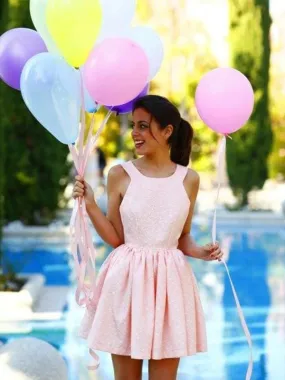 Bridelily A-Line Sleeveless Halter Satin With Lace Short/Mini Dresses