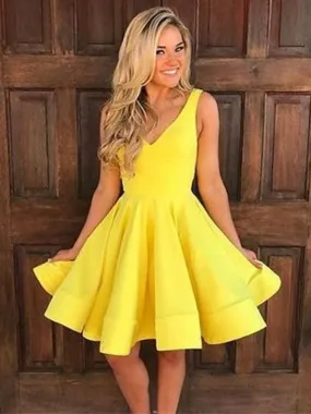 Bridelily A-Line Sleeveless Straps Satin With Ruffles Short/Mini Dresses