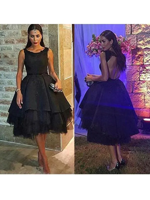Bridelily A-Line Tulle Scoop Sleeveless Short/Mini With Layers Dresses