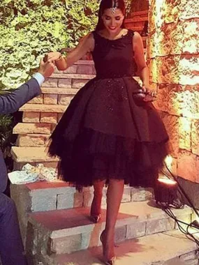 Bridelily A-Line Tulle Scoop Sleeveless Short/Mini With Layers Dresses