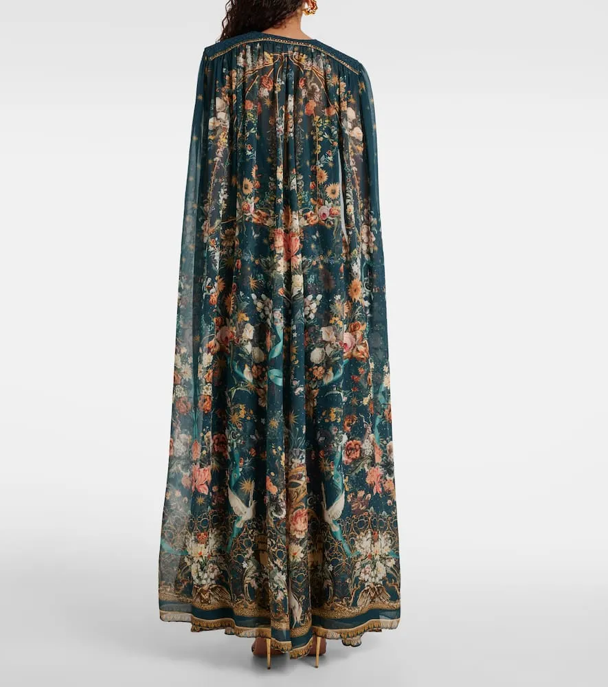 Camilla Crystal-embellished caped silk crêpe gown