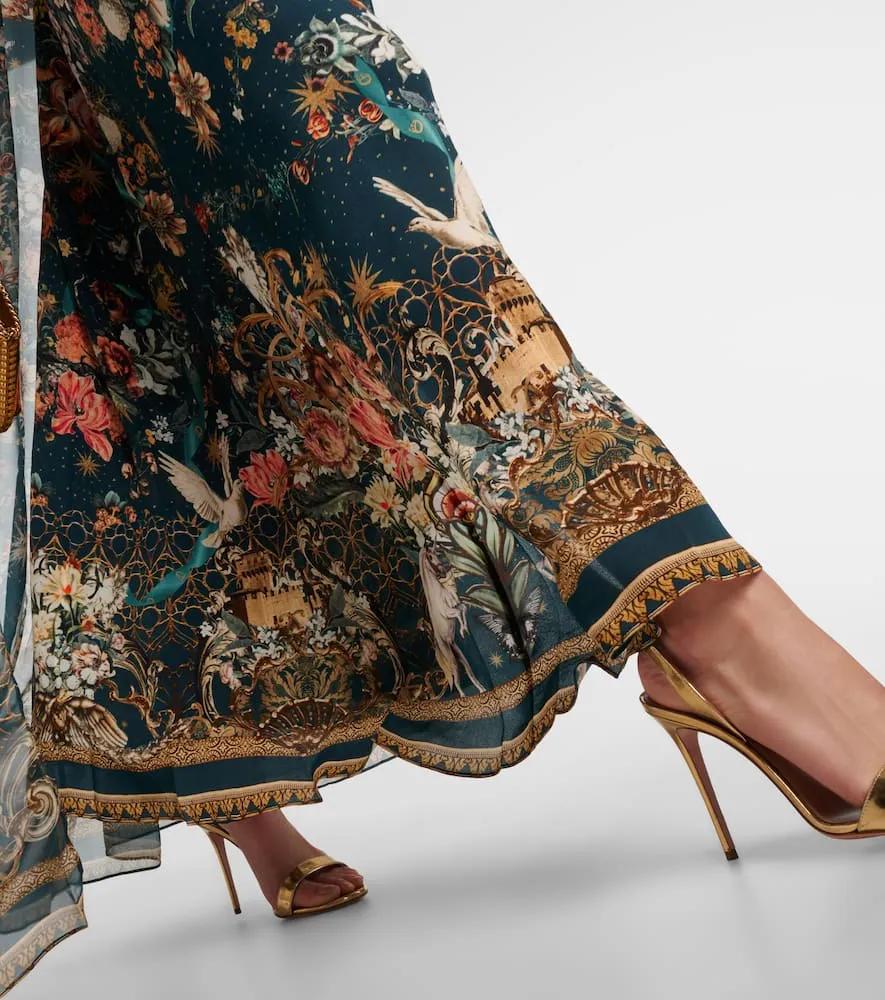 Camilla Crystal-embellished caped silk crêpe gown