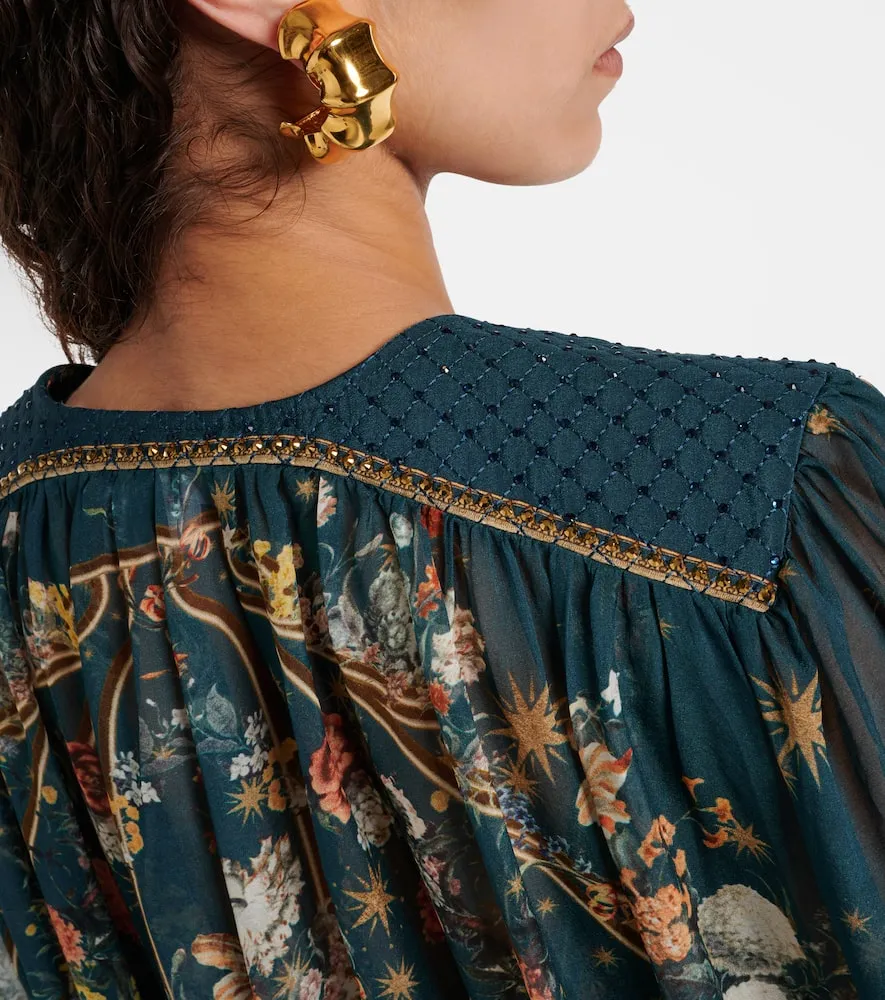 Camilla Crystal-embellished caped silk crêpe gown
