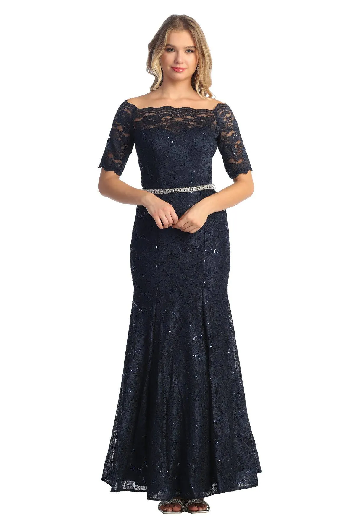 Cindy Collection 1638 Half Sleeve Mermaid Dress