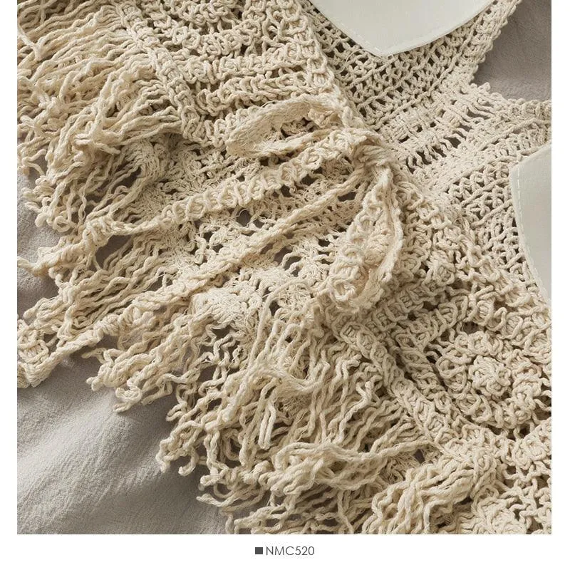 Crochet Tassel Halter Neck Crop Top