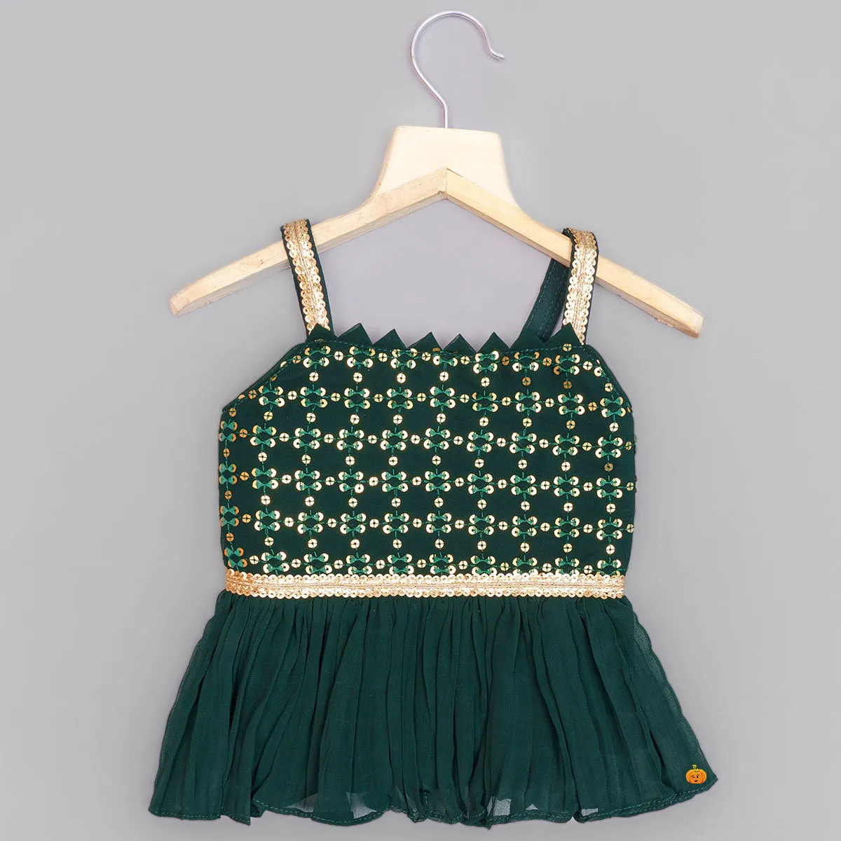 Dark Green Palazzo for Girls with Peplum Kurti