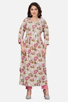 Floral Print Long Kurta With Palazzo