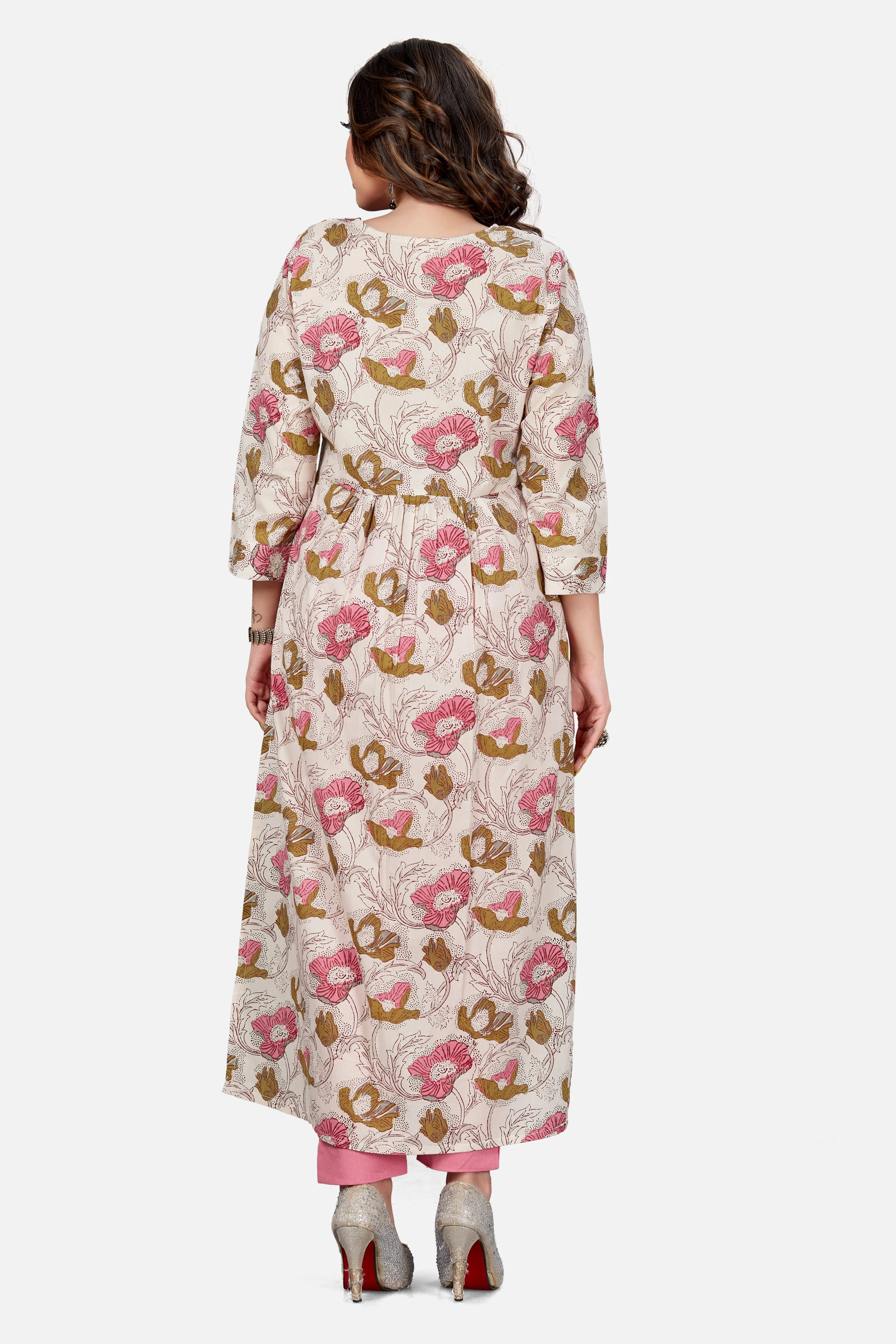Floral Print Long Kurta With Palazzo