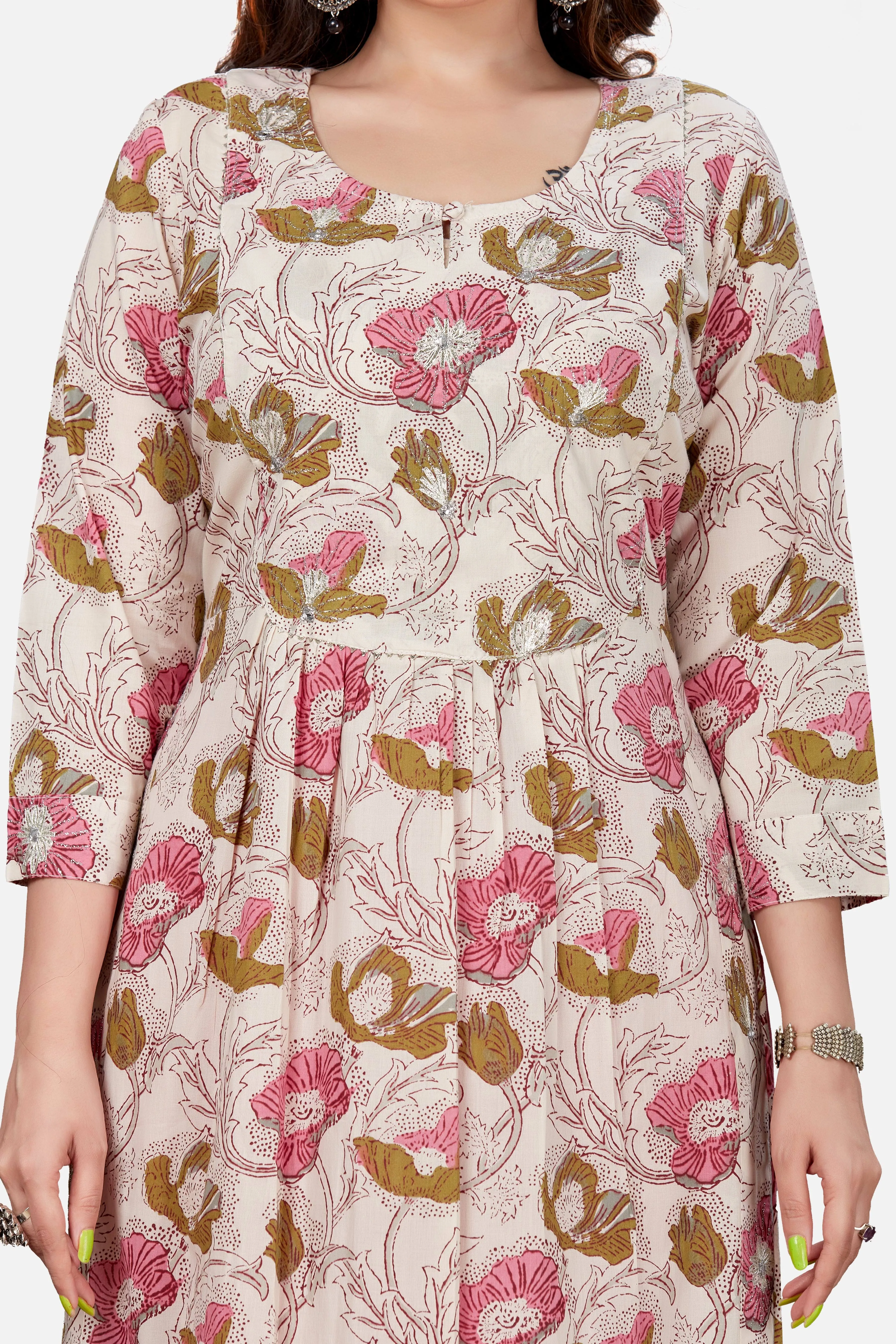 Floral Print Long Kurta With Palazzo