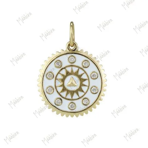 Fringed White Enamel Pendant