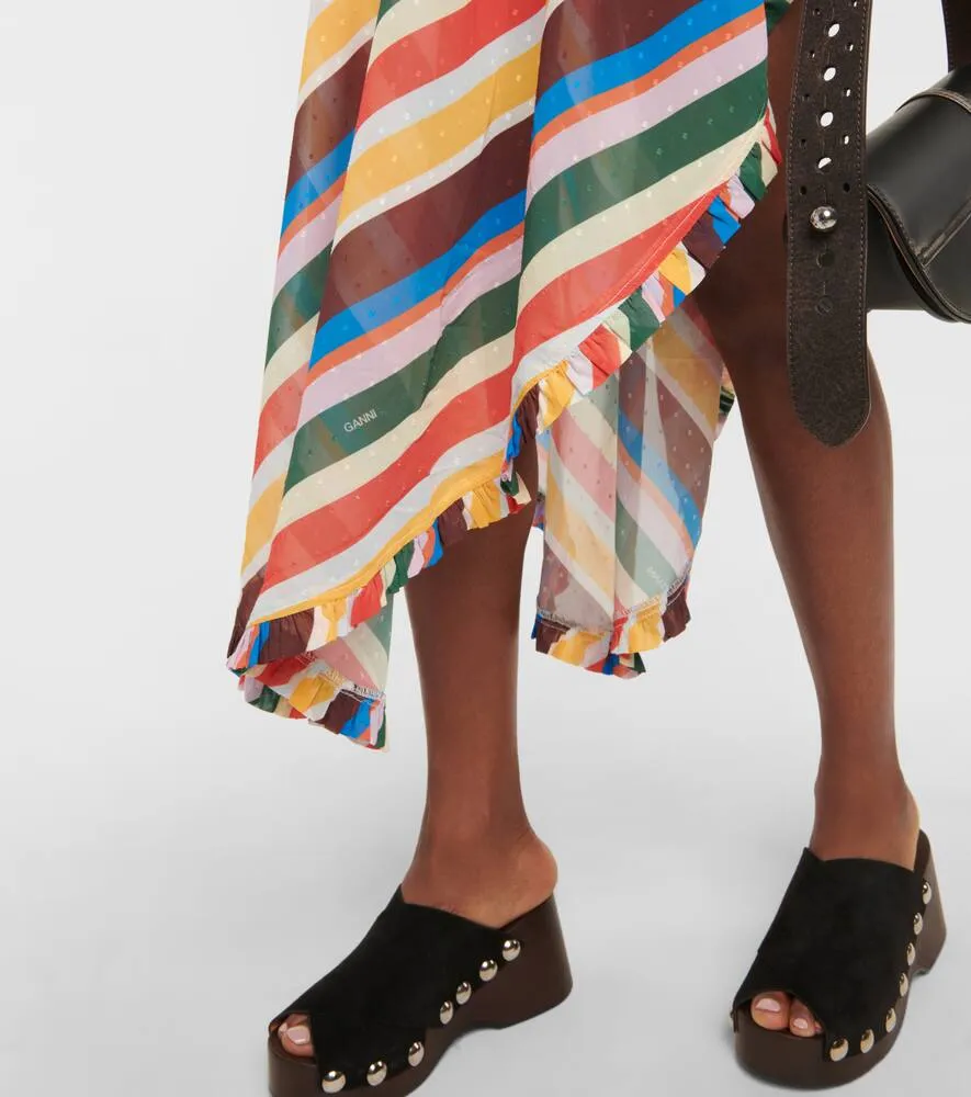 Ganni Striped chiffon maxi dress
