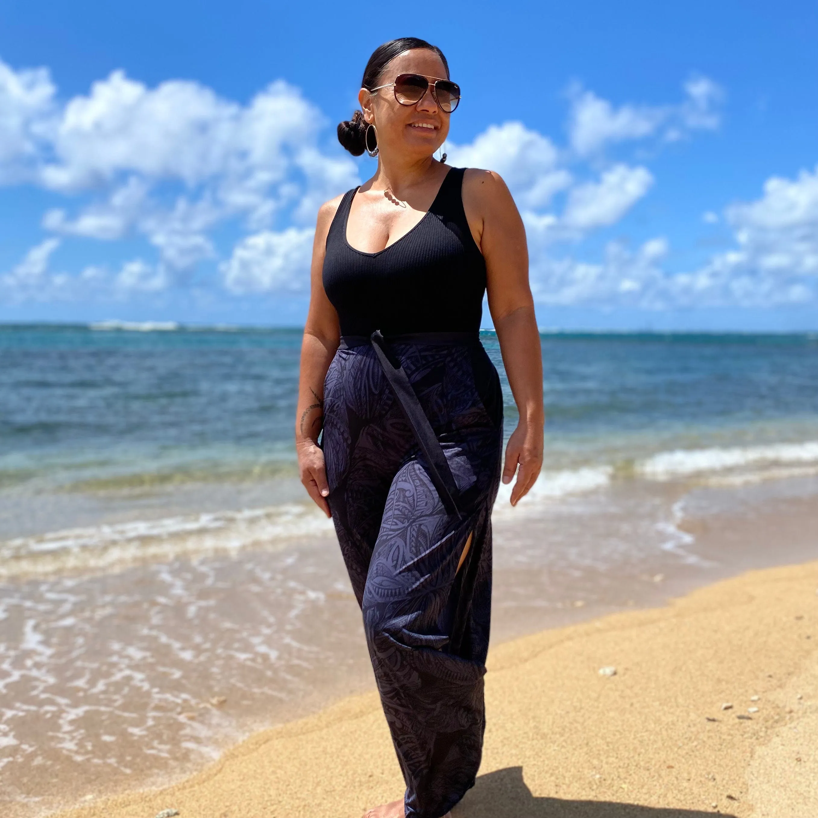 KALO PALAZZO PANTS BLACK GREY
