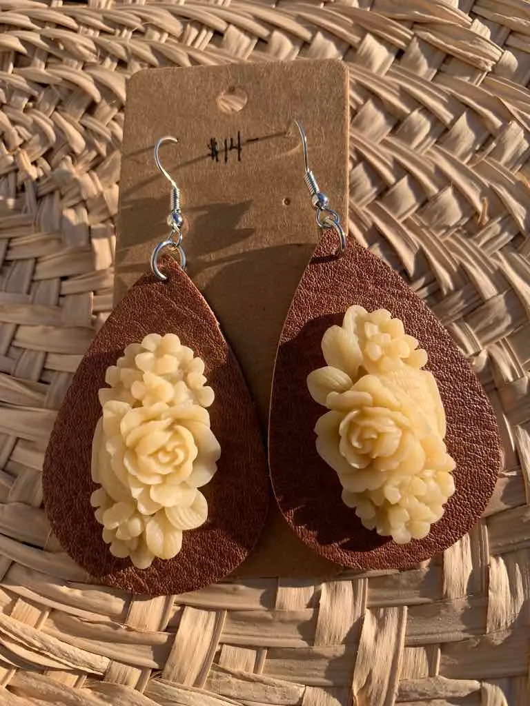 Leather Blossom Earrings