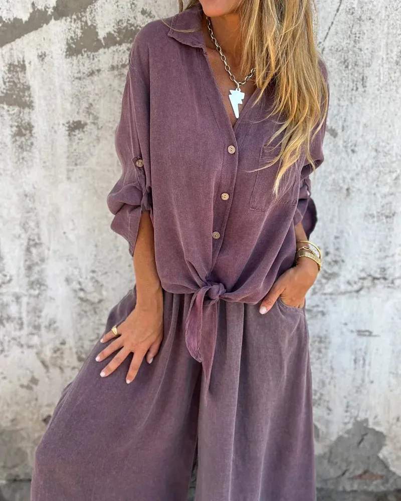Lilac | Wide-Legged Casual Two-Piece Set