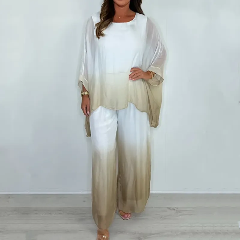 Mesh Mix Dip Dye Loose Flowy Top & Trouser Set🌺