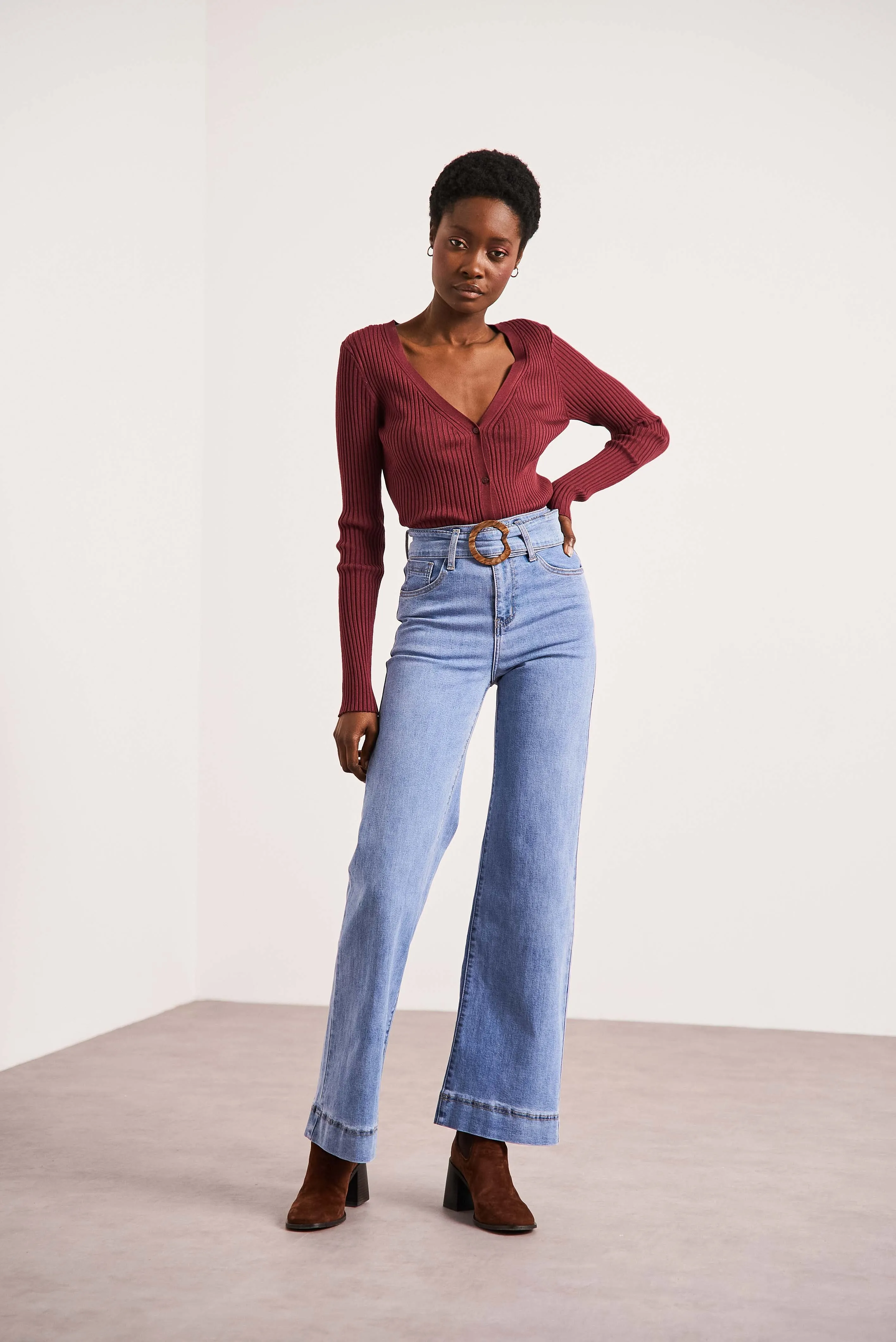 Oraije Wide Legged Denim Jeans with Belt Fiona