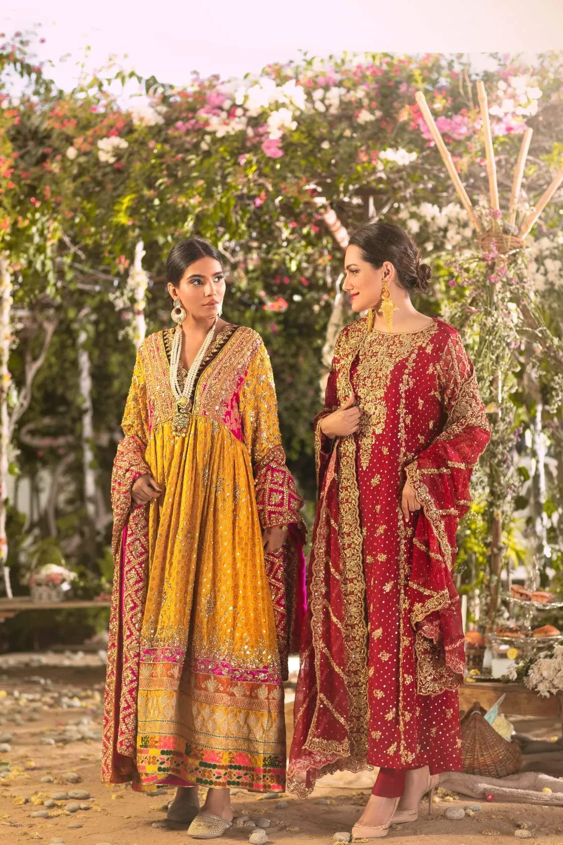 " Meenah " Maroon Bridal ( Long Kameez with Trousers  )
