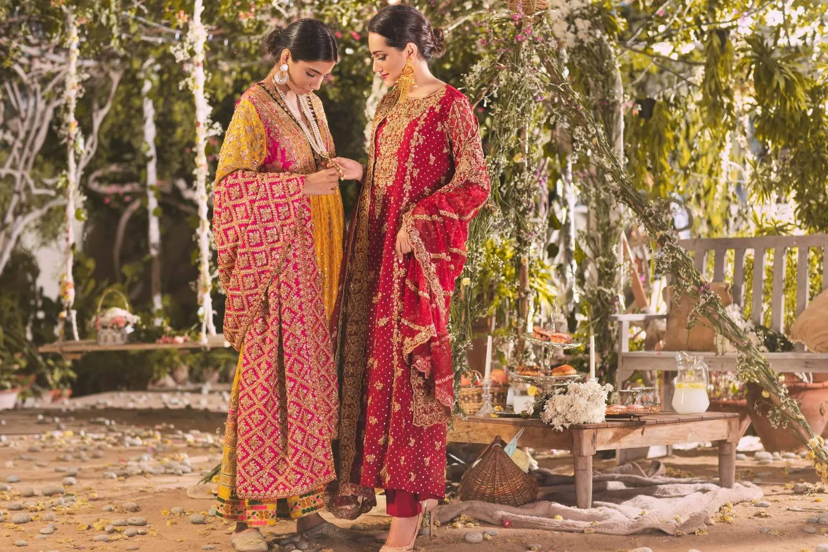 " Meenah " Maroon Bridal ( Long Kameez with Trousers  )