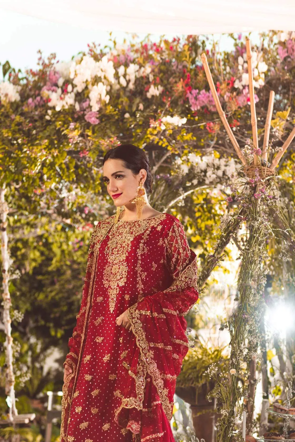 " Meenah " Maroon Bridal ( Long Kameez with Trousers  )