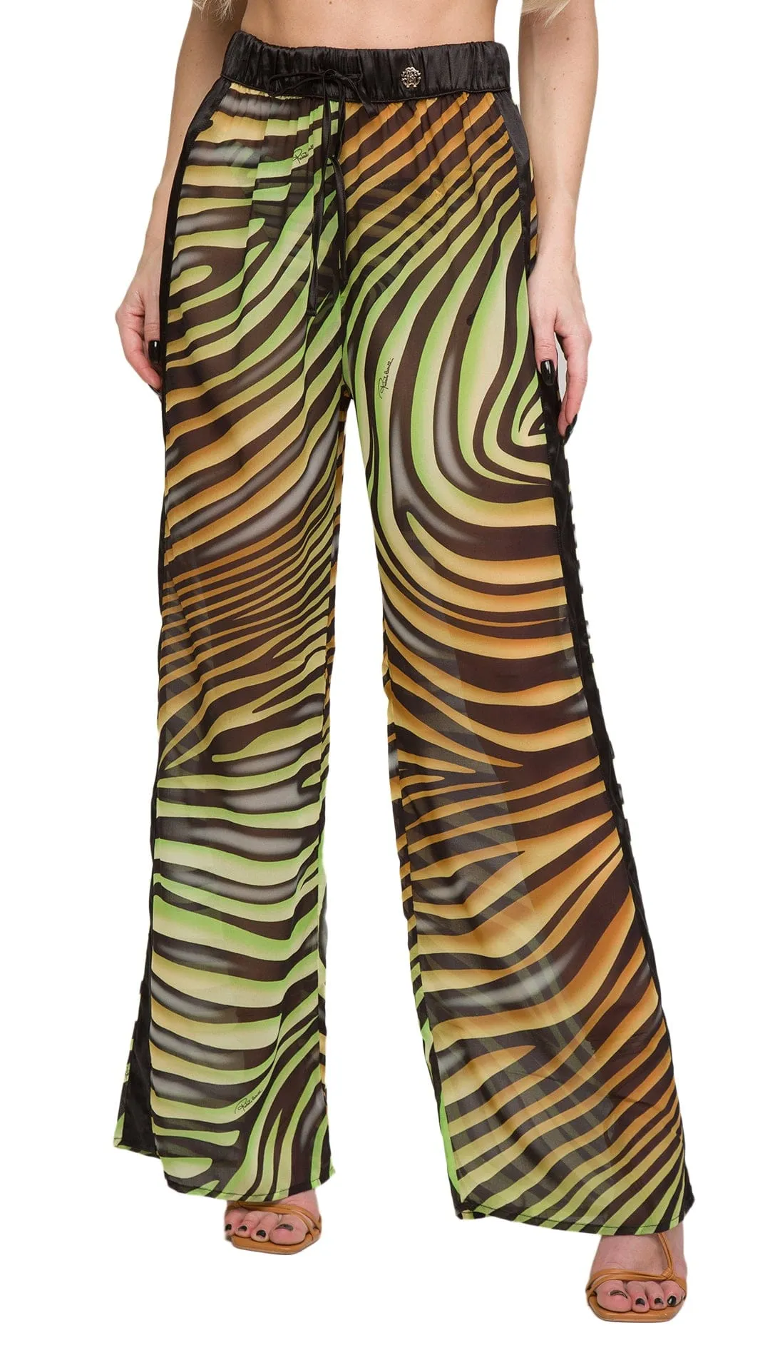 Roberto Cavalli  Tiger Printed Chiffon Palazzo Pants-