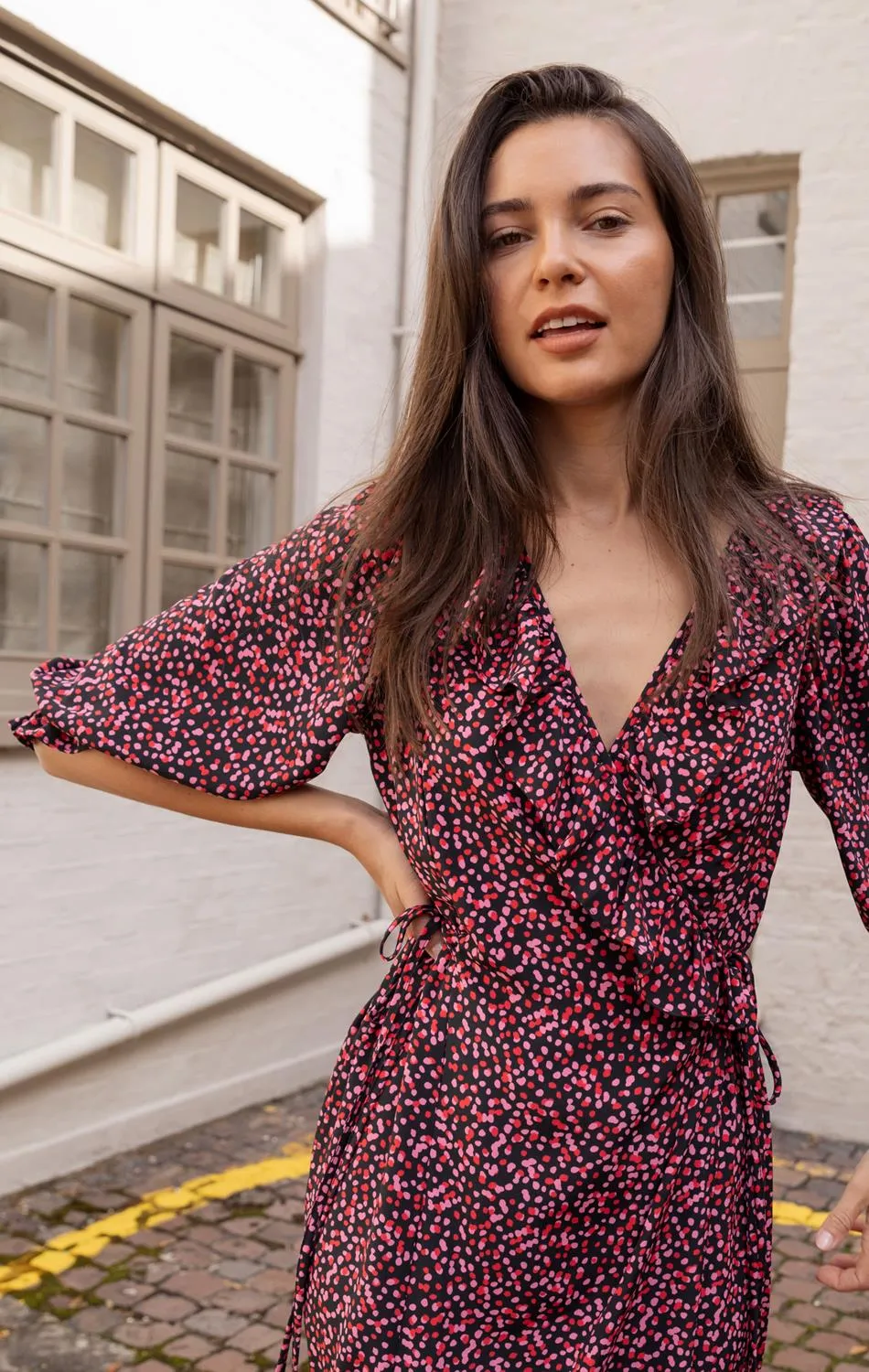 Ruffle Wrap Midi