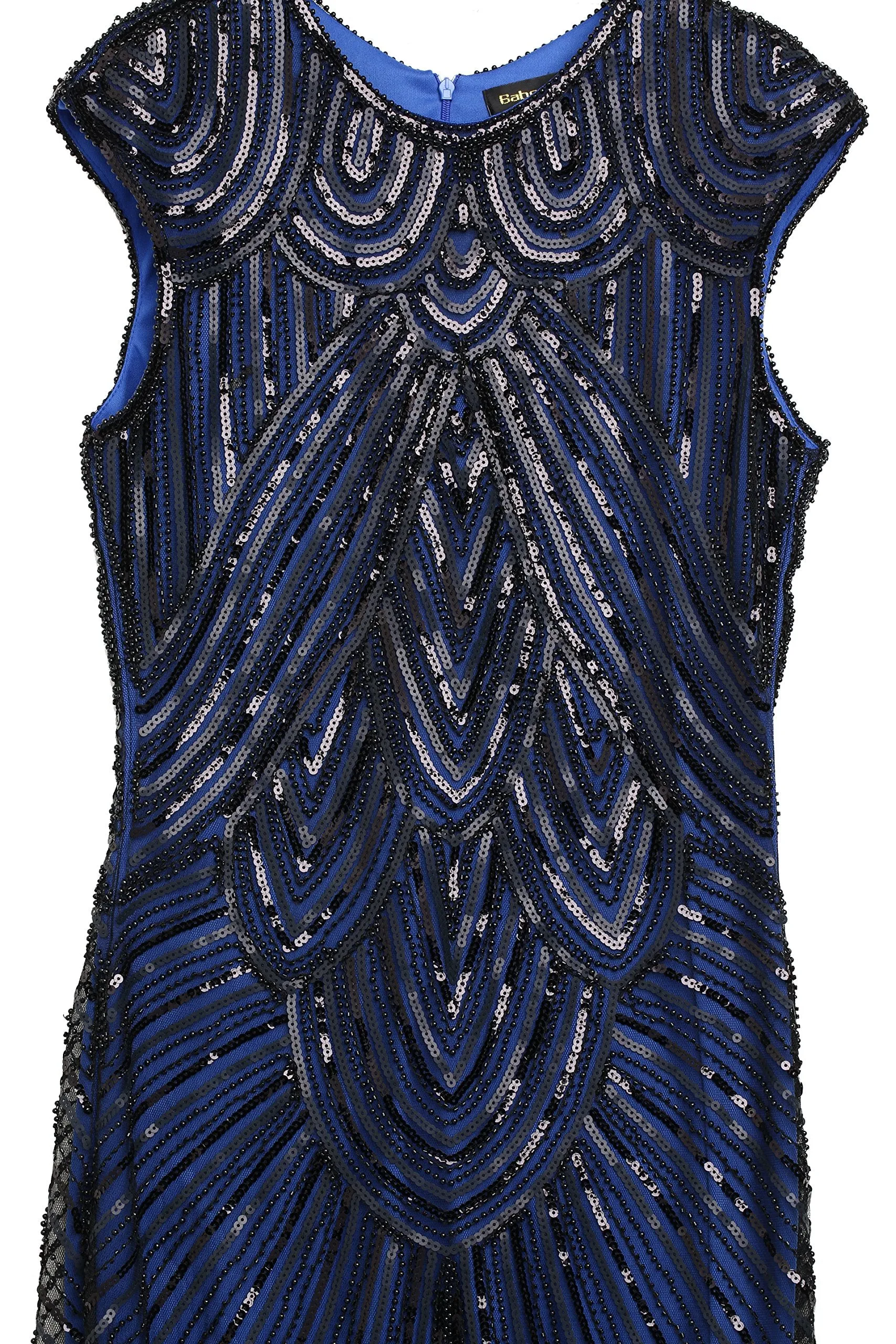 US STOCK Jet Black Flapper Beaded Fringed Great Gatsby Dress