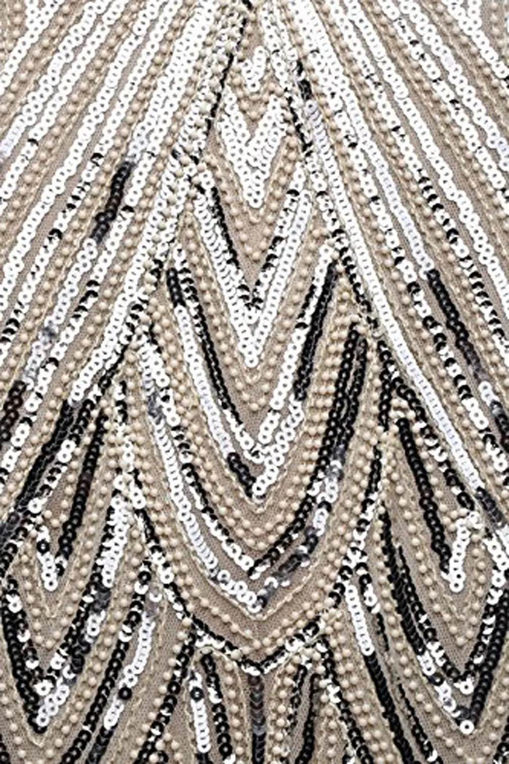 US STOCK Jet Black Flapper Beaded Fringed Great Gatsby Dress