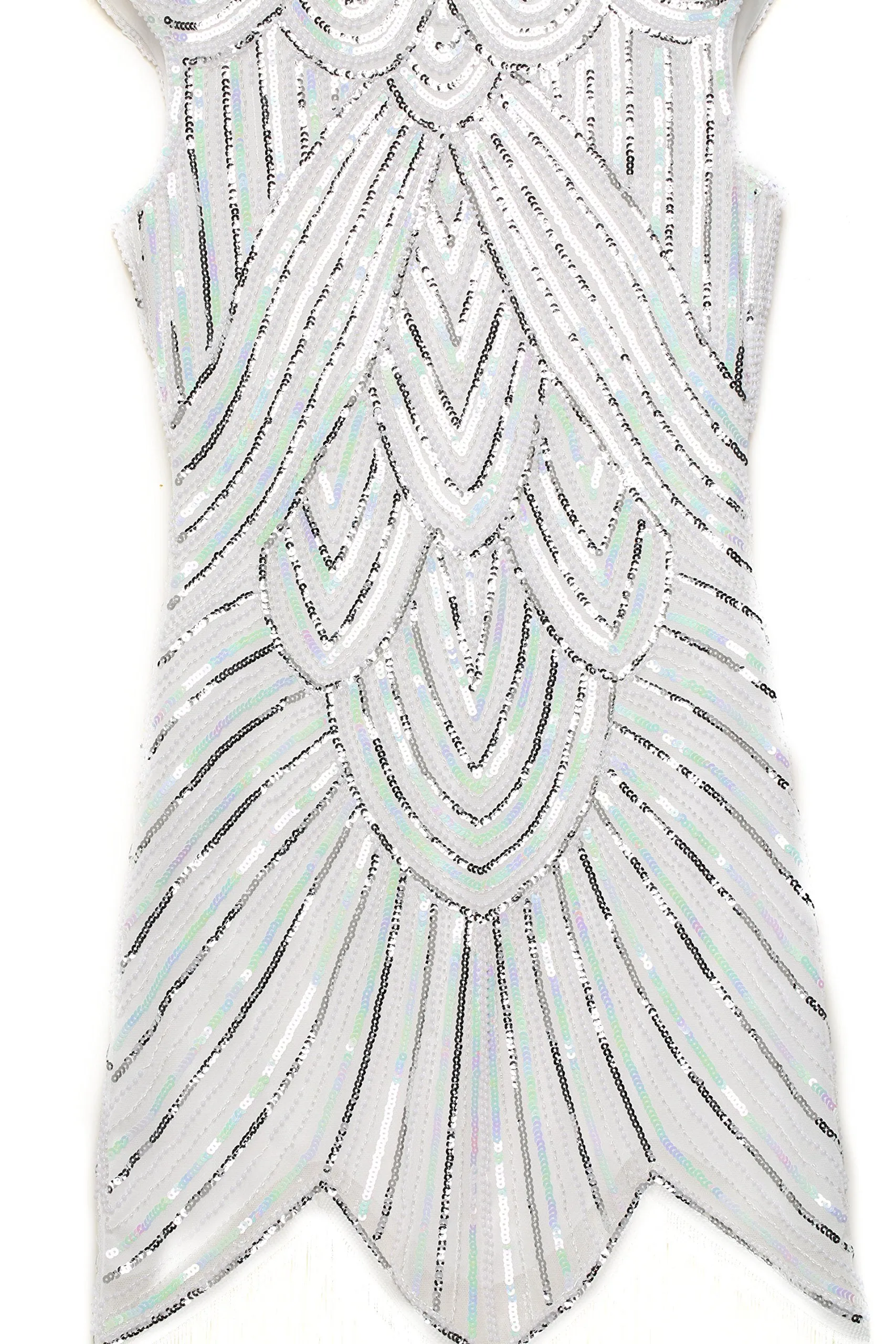 US STOCK Jet Black Flapper Beaded Fringed Great Gatsby Dress