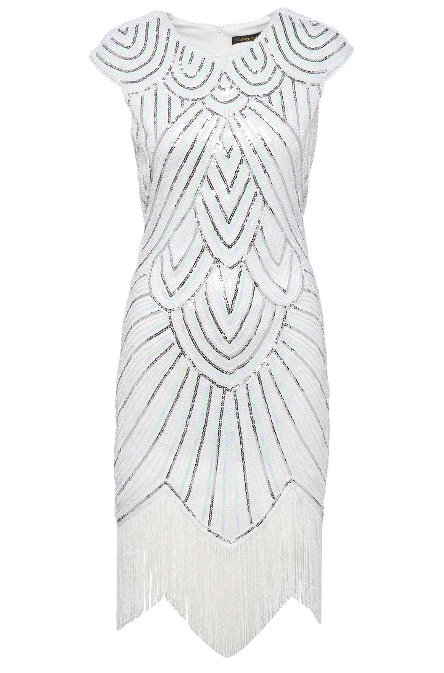 US STOCK Jet Black Flapper Beaded Fringed Great Gatsby Dress