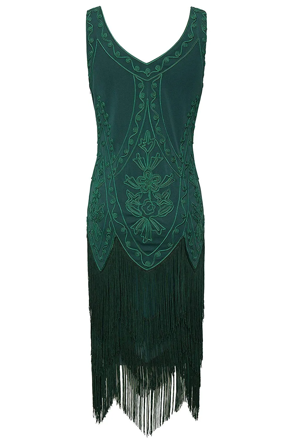 US STOCK Vintage 1920s Green Unique Flapper Dress Roaring 20s Great Gatsby Fringed Dress